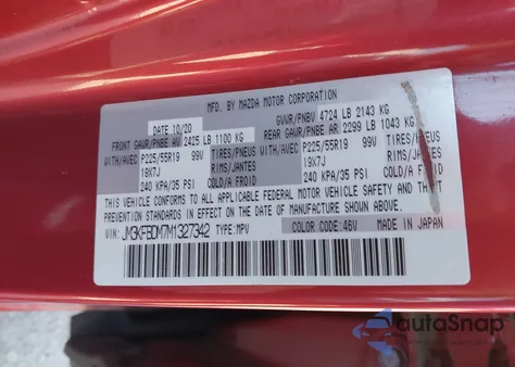 2021 Mazda Cx-5 Grand Touring from USA, damaged, VIN JM3KFBDM7M1327342